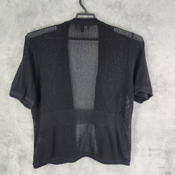 Woman Black Perceptions Mesh Open Front Cardigan Short Sleeve Size 2X - Picture 5 of 8